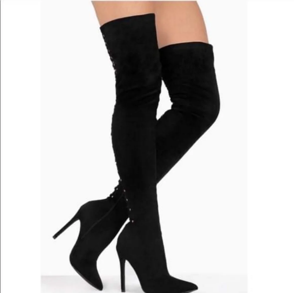 Lace‎ Up Over Knee Thigh High Boot Stiletto Heel